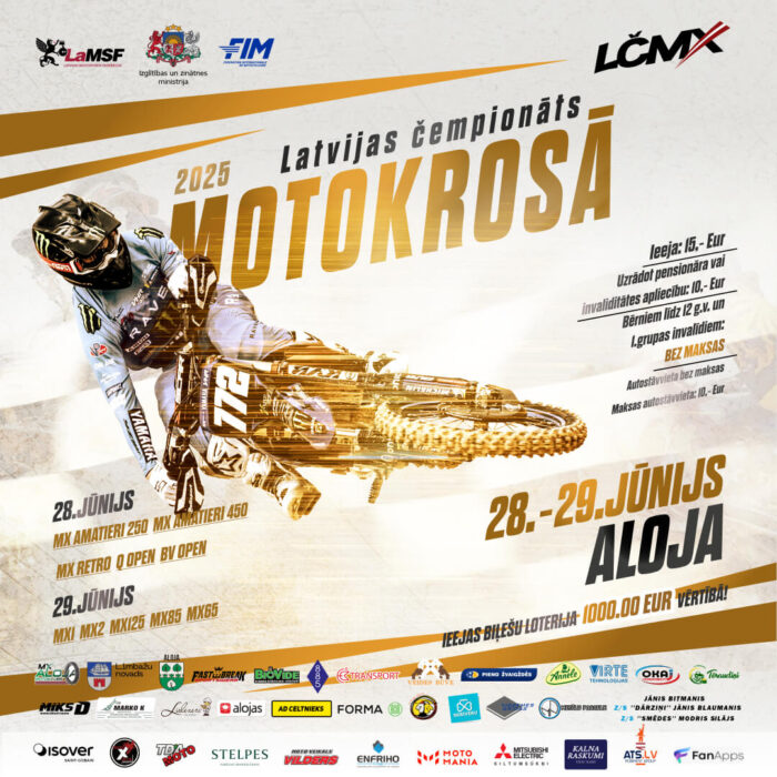 Latvijas motokrosa čempionāta 3. posms notiks Alojā